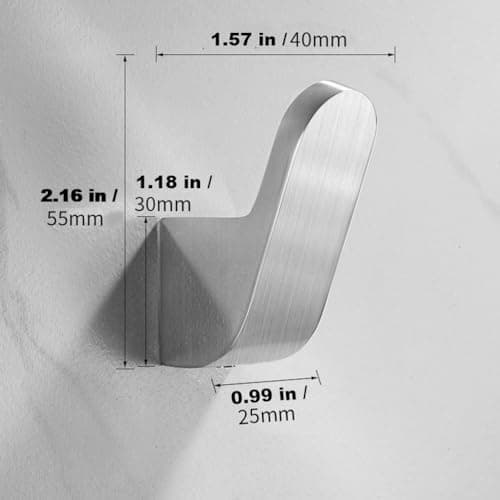 Bathroom Wall Mount Towel Hooks, 4 Pack Brushed