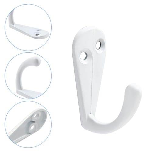 BokWin 12PCS White Coat Hooks for Hanging Hats, Towels, Keys & More