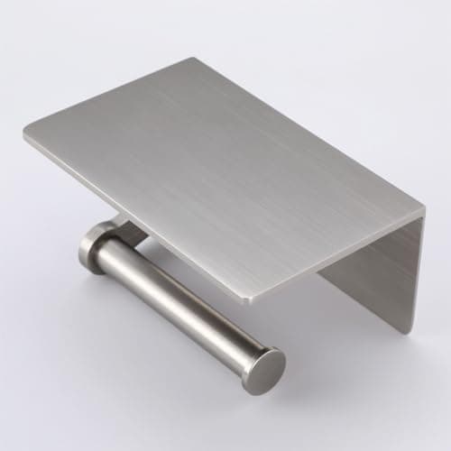 Toilet Paper Holder with Shelf & Cell Phone Storage - Adhesive or Screw Mounted