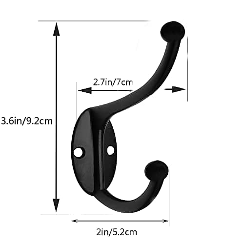 ZEYU 10PC Coat & Towel Hooks, No Rust, Black, Wall Mounted