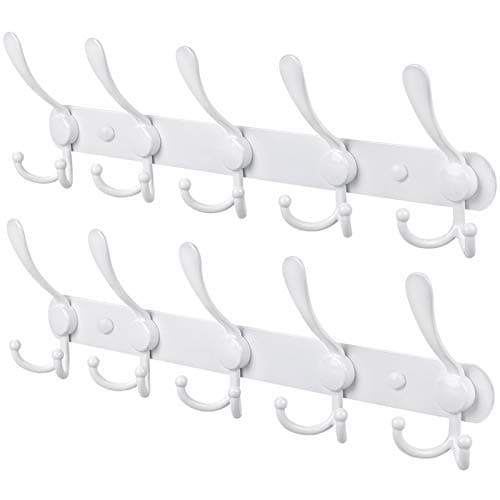 Stainless Steel Wall Mount Coat Rack, 2 Packs 15 Hooks Entryway Closet