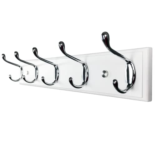Wall-Mounted White Wood Coat Rack with 3 Hooks, Small Size — 17.3inch