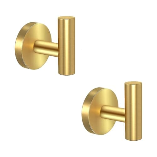 Stusgo 4-Pack Matte Black Stainless Steel Towel Hooks for Bathroom Wall Mounted — Glod Drilling“t”shape 2pc