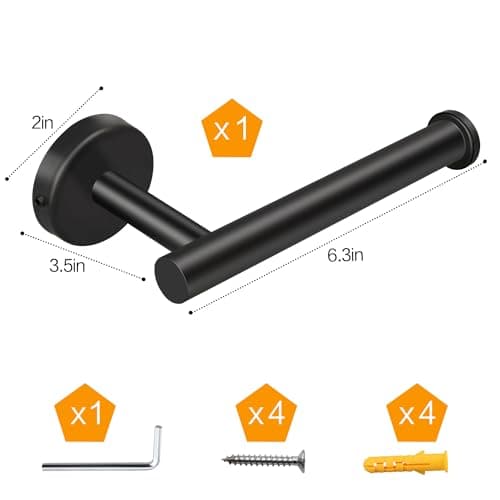 Matte Black SUS304 Stainless Steel Wall-Mounted Toilet Paper Holder (1pc)