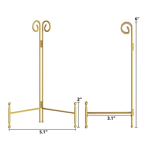 Svenjbb 6 Inch Gold Iron Easel Display Stand for Plates and Decor