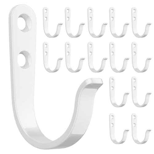 Black Metal Wall Hooks - 10 Pack for Bathroom, Kitchen, Closet & Garage — White