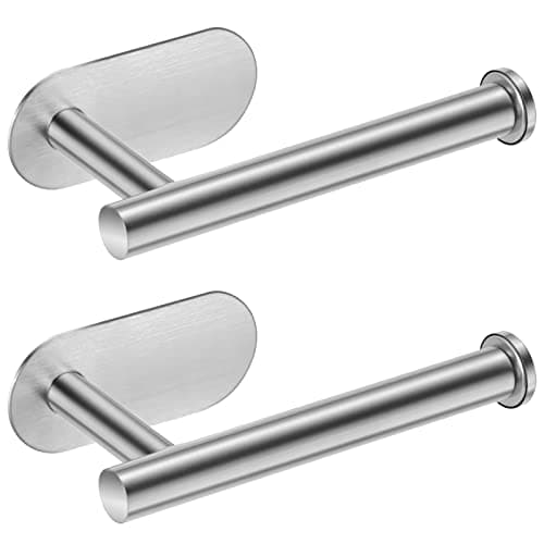 Black Wall-Mount Toilet Paper Holder: No Drilling Needed — Silver 2 Pieces