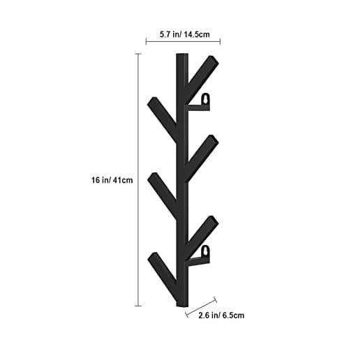 RRG Vertical Wall Coat Rack, 16 inch Metal, for Hats & Jackets (16")