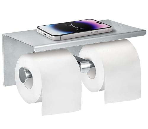 Alpine Rust-Resistant Dual Roll Toilet Paper Holder with Phone Shelf