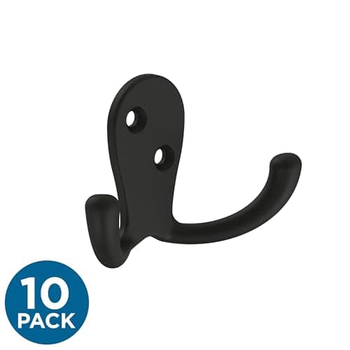 Franklin Brass Double Wall Hooks 10-Pack Matte Black Wall Mount Hangers