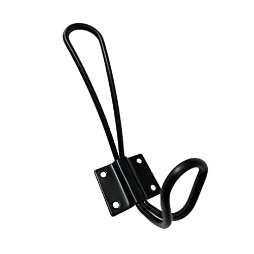 Rustic Black Wire Coat Hooks, 5 Pack Heavy Duty Double Prong Wall Hooks