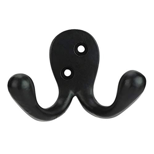 Heavy Duty Set of 4 Double Coat Hooks with Powder Coat Black — Black Powder Coat 4