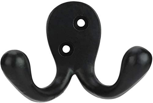 Heavy Duty Set of 4 Double Coat Hooks with Powder Coat Black