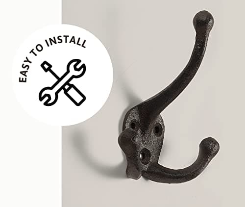 Ambipolar 5-Pack TriLeg Antique Black Wall Hooks for Mudroom, Hat Rack
