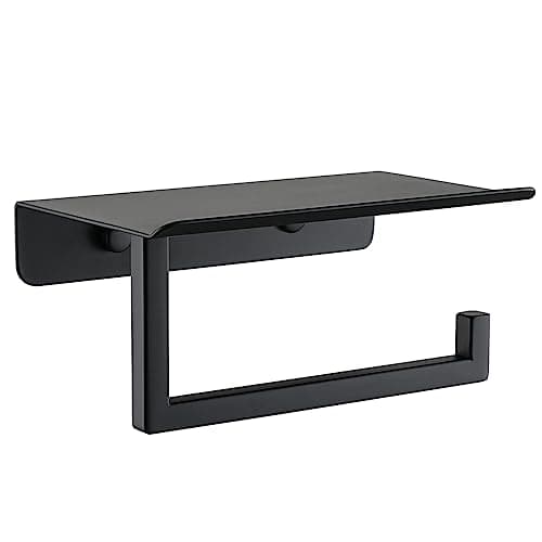 JQK 304 Stainless Steel Toilet Paper Holder and Phone Shelf, Brushed Finish TPH202-BN-T — Black