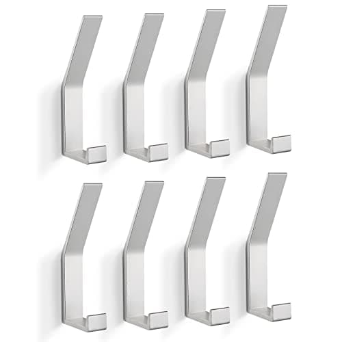 Black Wall Mount Coat Rack Hooks, 4Packs, Bath Towel Rope for Kitchen, Foyers & Bedrooms — Silver