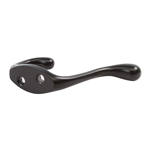 ROK Hardware 3-1/2" Black Heavy Duty Dual Coat Hook, 10 Pack