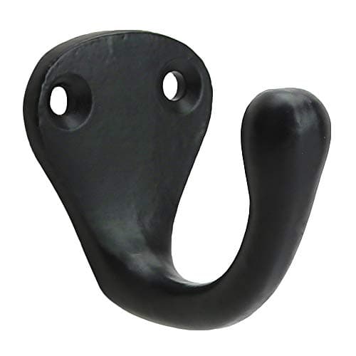 12-Turnsure Heavy Duty Coat Hooks, Black Powder Coat Finish