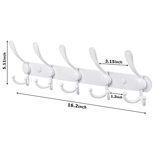 Stainless Steel Wall Mount Coat Rack, 2 Packs 15 Hooks Entryway Closet