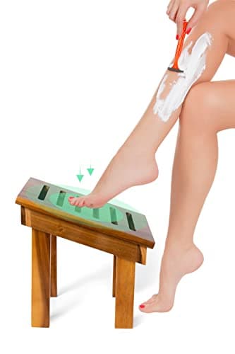 BLUEWEST Acacia Wood Shower Stool - Rest, Shave, & Bench for Small Spaces