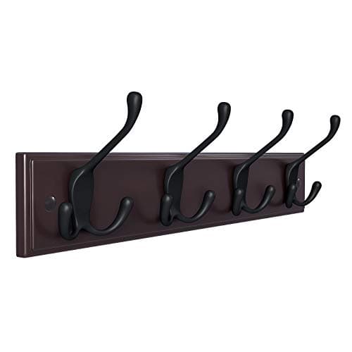 SongMics Wall-Mounted Coat Rack with 4 Tri-Hooks, White ULHR30WT — Dark Brown