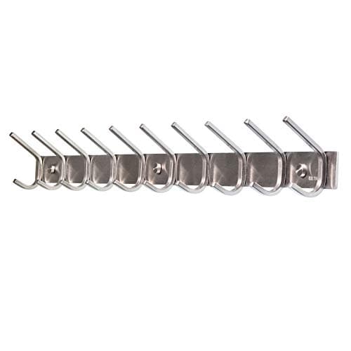10-Coat Stainless Steel Wall Rack, Brushed Nickel Finish