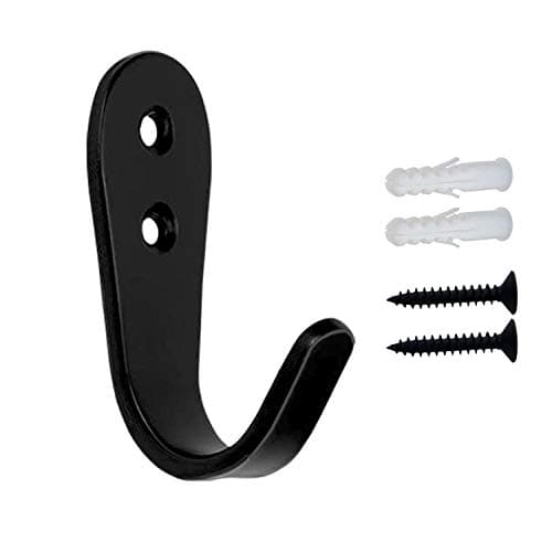 MsBong 8-Pc Black Coat Hooks, Heavy Duty, No Rust, Wall Mounted