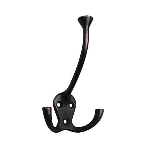 HARPOON 5 Pack Heavy Duty Three Flared Prongs Coat Hooks, Black — Oil Rubbed Bronze