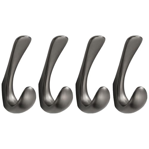 4 Pack Brushed Nickel Towel Hooks for Bathroom Wall Mount, Zinc Alloy Heavy Duty Hangers — Brushed Gray