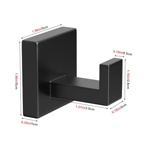 PMMASTO Black Stainless Steel Towel Hooks, Bathroom & More (4PC)