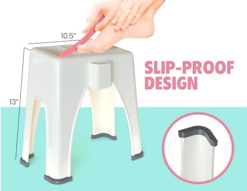 Skywin Non-Slip Pedicure Stand with Pockets, 9x7x10 inches (Beige)