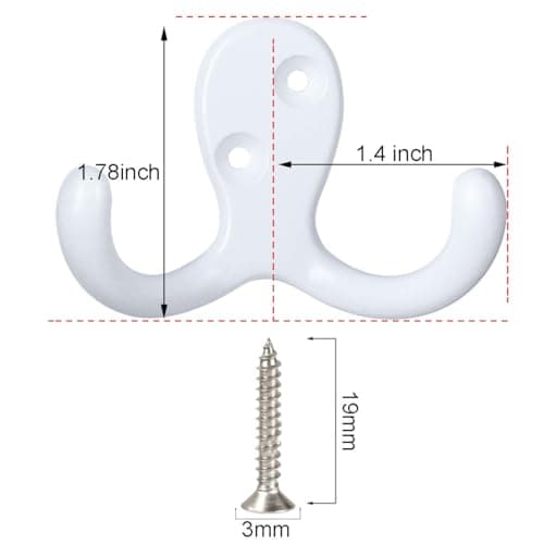 IBosins 28-Pack Heavy Duty Double Prong Coat Hooks Wall Mount Utility Hooks