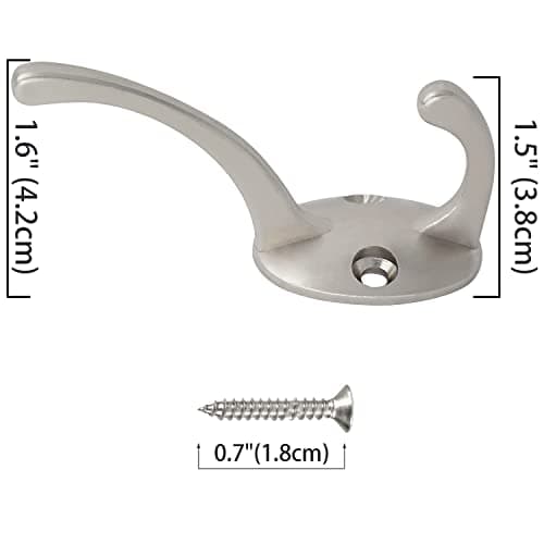 32 Pack Silver Coat Hooks Wall Mounted for Coats, Scarves, Bags, Towels, Keys, Hats - Retro Double Hooks with Screws