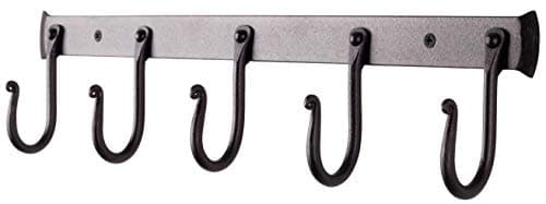 RTZEN Wrought Iron Classic Rustic Wall Hooks - 3 Pack for Coat Towel or Hat — J-Hook Rack of 5