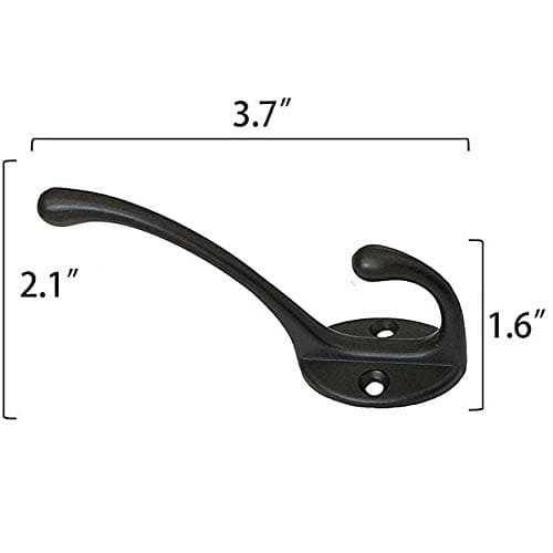 IBosins 10 Pack Heavy Duty Retro Double Coat Hooks, Black