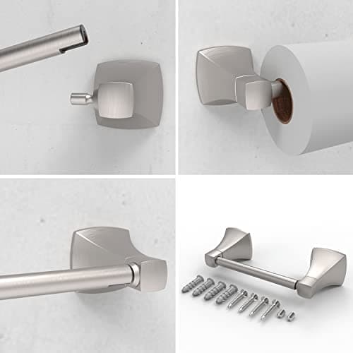Brushed Nickel Double Post Pivot TP Holder for Bathroom, Stainless Steel & Zinc Alloy