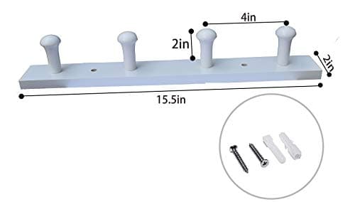 Wall-Mounted Hook Coat and Hat Rack - 4 Hooks, White | Entrance Decor