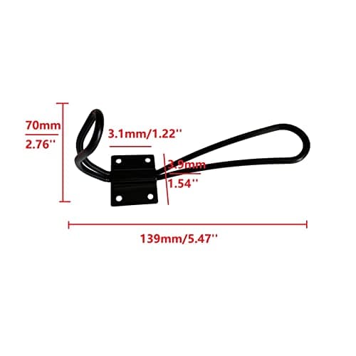 Rustic Black Wire Coat Hooks, 5 Pack Heavy Duty Double Prong Wall Hooks