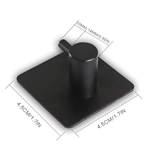 4-Pack Matte Black Waterproof Stainless Steel Adhesive Hooks for Towels and Coats-Bathroom & Kitchen