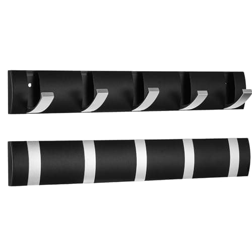 Wesiti Floating Wall Coat Rack with Hooks, White — Black and Silver