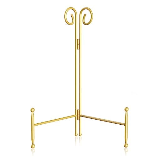 Svenjbb 6 Inch Gold Iron Easel Display Stand for Plates and Decor