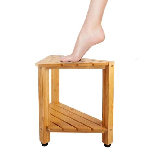 Bamboo Shower Foot Rest for Shaving Legs in Small Shower Spaces