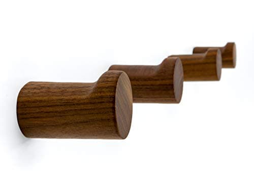 Black Walnut Wood Wall Hooks - Pack of 4 Minimalist Decor