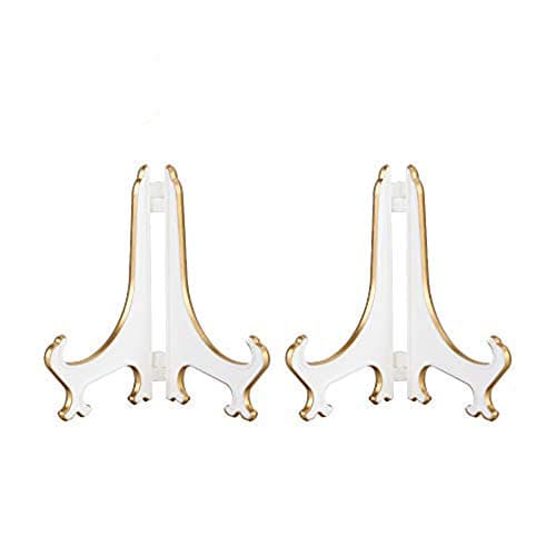 Artliving 4" White Gold Plastic Picture Frame Stand (2 Pack)