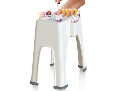 Skywin Non-Slip Pedicure Stand with Pockets, 9x7x10 inches (Beige)