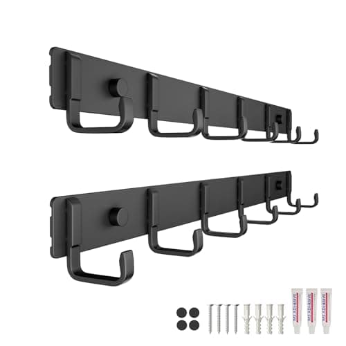 2-Pack Wall Mount Coat Rack with 6 Hooks for Entryway, Bedroom, Kitchen