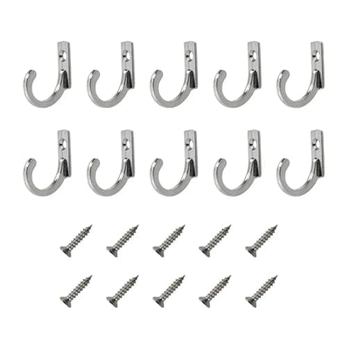 Silvery Wall Mounted Coat Rack with 10PCS Hooks & Cup Holder