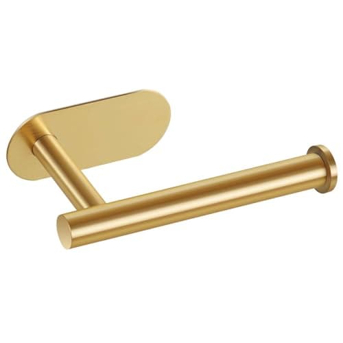 Black Wall-Mount Toilet Paper Holder: No Drilling Needed — Gold