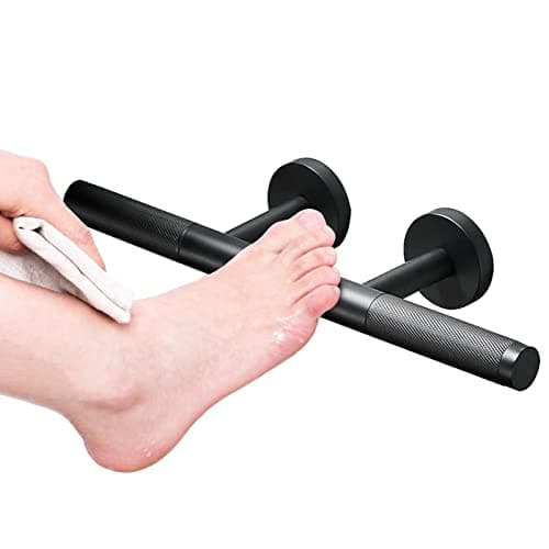 SPA Wall Mounted Foot Rest for Leg Shaving, Knurled Brass Bar, Matte Black