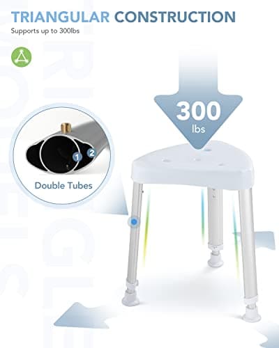 Adjustable Corner Shower Stool for Adults - Spa Seat for Small Shower